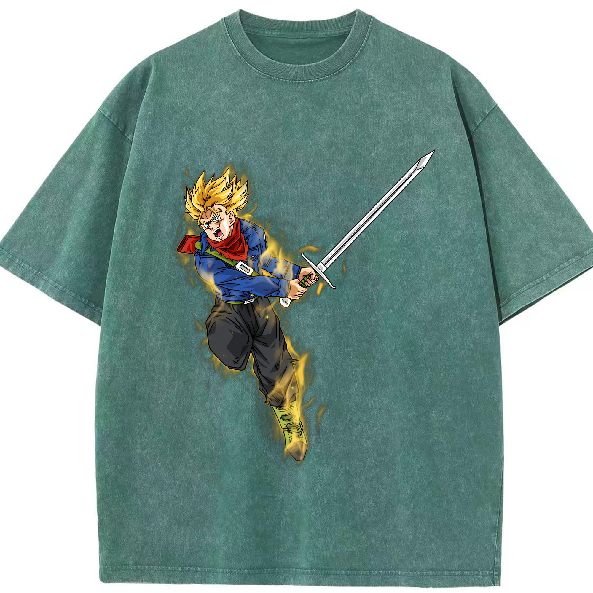 （画像用） ドラゴンボール トランクス（Torankusu）DRAGON BALL Trunks 綿100% ヴィンテージ風 半袖Tシャツ（フロントプリント）